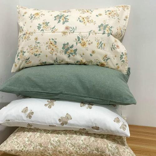 全棉斜纹枕套ins风小清新成人学生信封48*74cm一对装纯棉枕头套