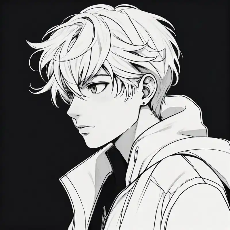 94男生黑白素描头像,个性又高级07