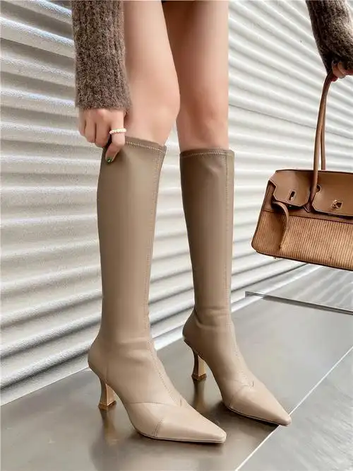 巨美60小个子尖头高跟仙女瘦瘦长靴