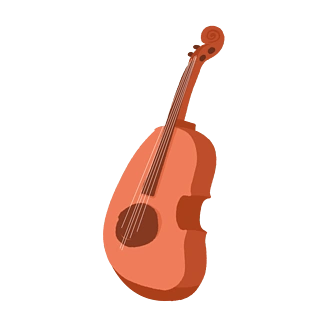 手绘矢量扁平乐器小提琴