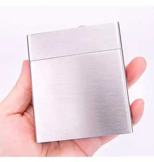 跨境金属20支装不锈钢烟盒 男士香烟盒 烧焊不锈钢拉丝男士烟盒