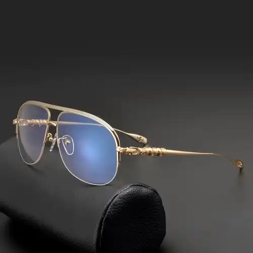 日本珍藏纯钛斯克罗心潮半框近视眼镜框双梁复古眼镜架