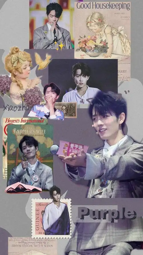 肖战复古拼接壁纸