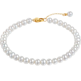 六福珠宝mipearl系列18k金淡水珍珠手链女款定价黄色总重约429克