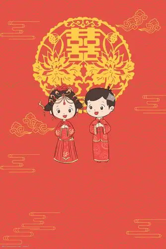 中国古典风结婚婚礼请柬邀请函背景图片-图行天下图库