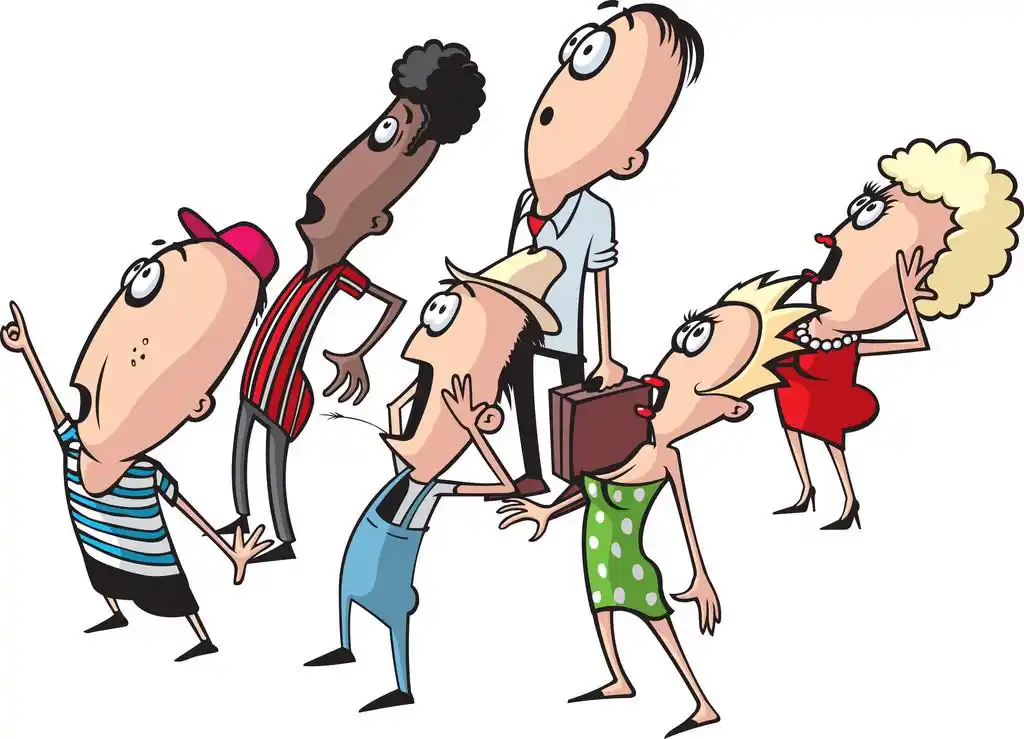 小群,一小群人在仰望天空分层的矢量卡通.高分辨率 jpeg 也可用.