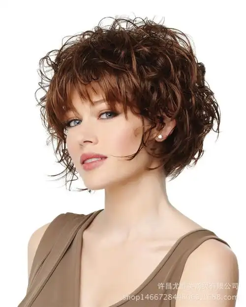 许昌假发批发外贸欧美流行时尚蓬松短卷发假发女士速卖通ebay代发
