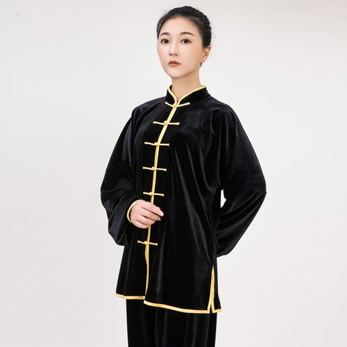 太极服女金丝绒秋冬加厚南韩绒中老年太极拳服装练功服晨练服保暖