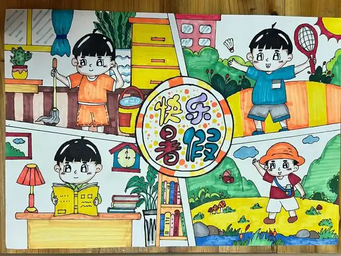 快乐暑假我的暑假生活漫画绘画