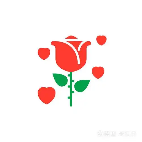 玫瑰花与心图标矢量填充平面标志,坚实的彩色象形文字隔离在白色上.