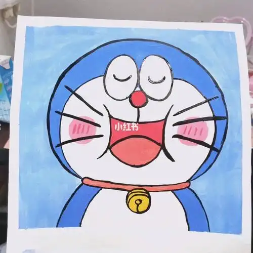 哆啦a梦简笔画带水粉颜料(简笔画图片大全) -【爱个性】