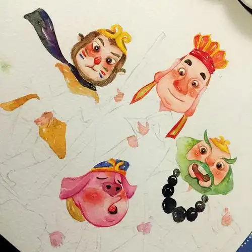水彩插画《西游记》