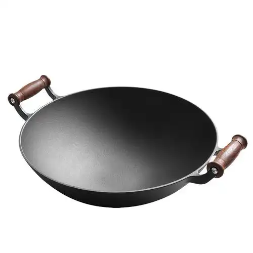 铁锅素沐家用炒菜菜锅36cm炒锅铸铁老式涂层炒锅