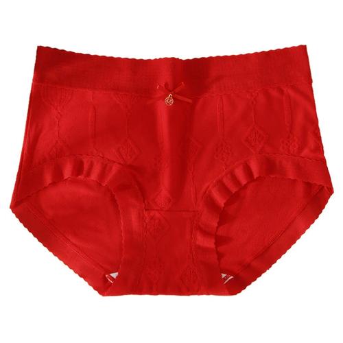 本命年大红色内裤女士纯棉裆抗菌无痕高腰龙年结婚全棉三角裤
