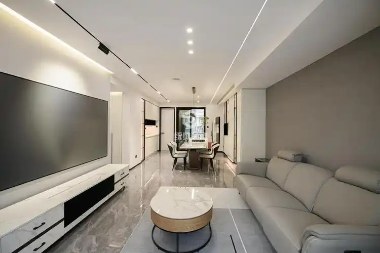 虹口区中虹花园120平方现代简约风格三室两厅客厅装修效果图