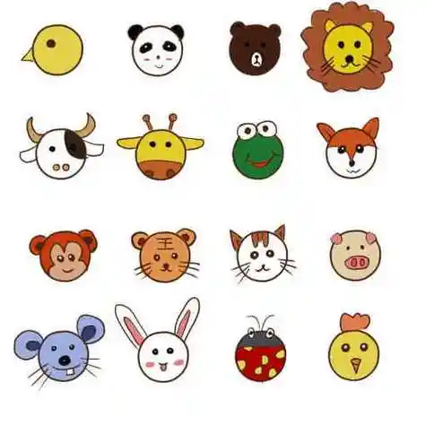 卡通简笔画小动物头像彩色