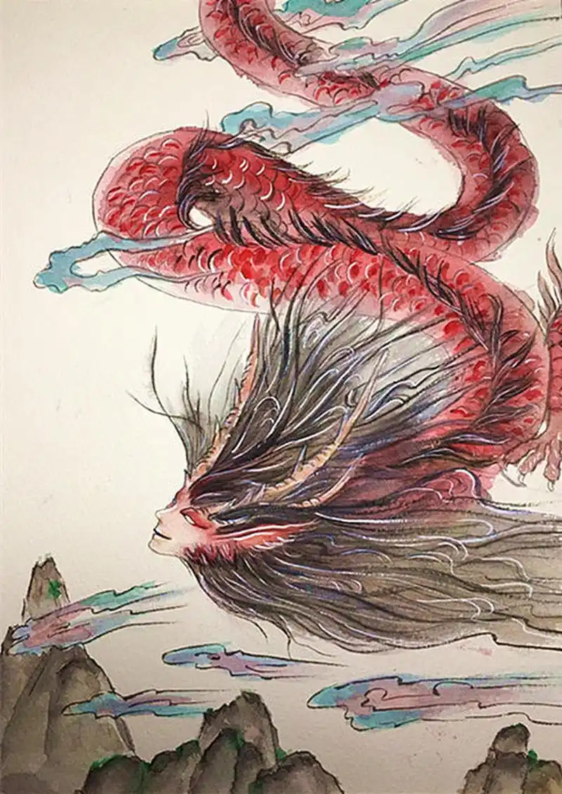 烛龙 钟山有一神兽名叫烛龙(烛阴),烛龙睁开眼,天下便是白昼;烛龙闭上