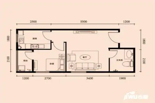 恒大帝景a3-5#,8#c户型43平-一室一厅一卫