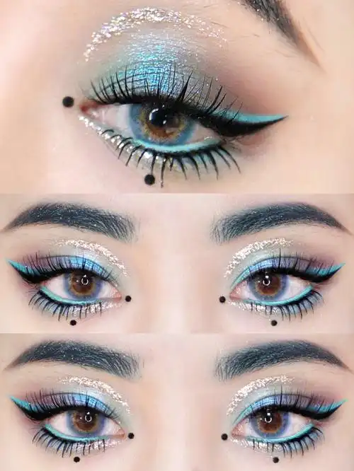 夏日整点冰镇感的眼妆呗06那一抹薄荷蓝绿色 真的好仙抹在眼睛上