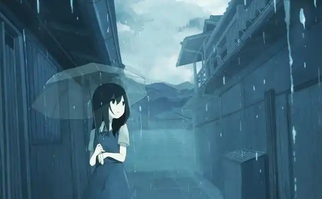 动漫美图:下雨天里的撑伞少女,二次元唯美图片欣赏