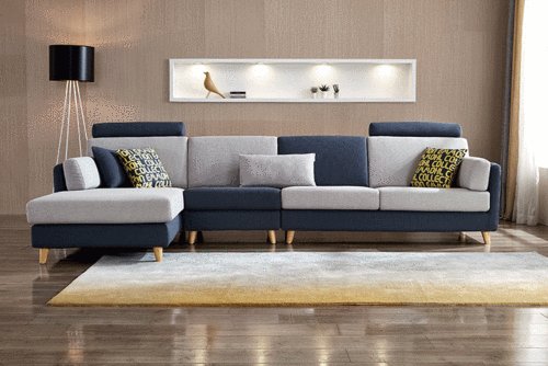 全友家居布艺沙发组合现代简约大客厅可拆洗转角棉麻布沙发组合套装