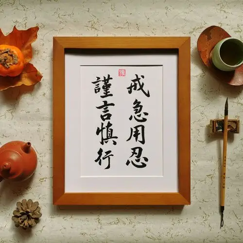 戒急用忍谨言慎行字画书法摆台摆件挂画祝福个性创意书法