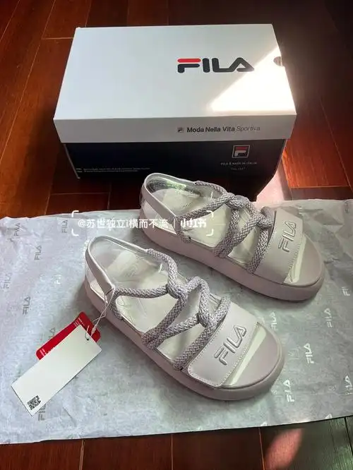 fila斐乐沙滩麻花凉鞋丁香灰