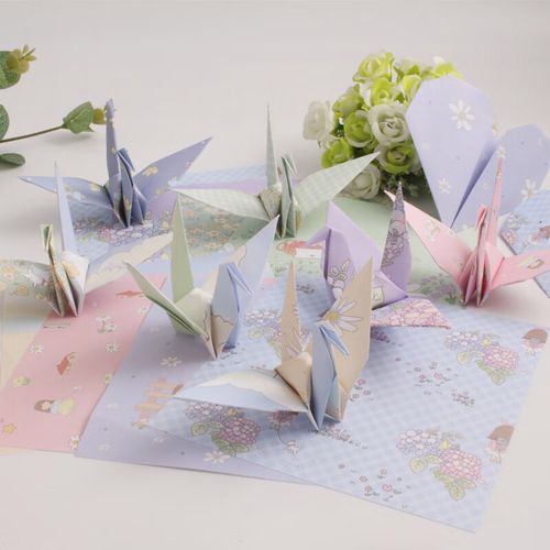 爱惊喜新款彩色图案千纸鹤折纸叠好的千纸鹤成品儿童手工折纸田园卡通