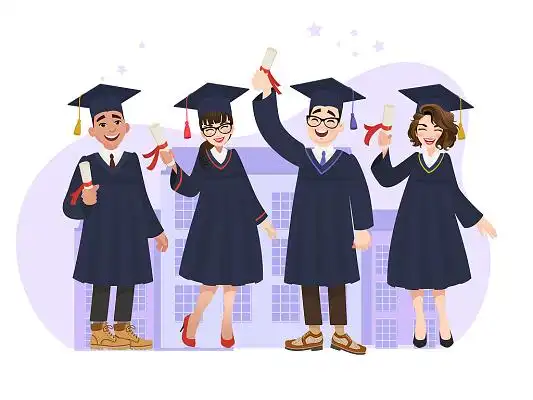 彩色手绘卡通学士服人物学生毕业季元素png素材