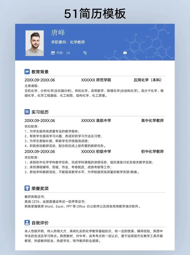 化学物理老师个人简历模版,电子版可编辑修改使用 - 抖音