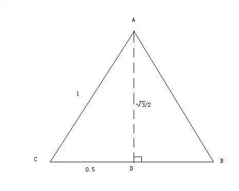 三角形abc为等边三角形,利用三角形abc求tan30度和cos60度