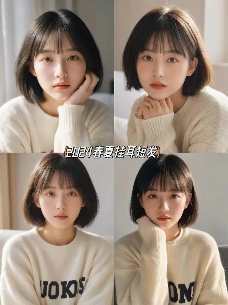 超级温柔百搭挂耳碎发.姐妹们,当下流行的挂耳齐肩短发,非常有 - 抖音