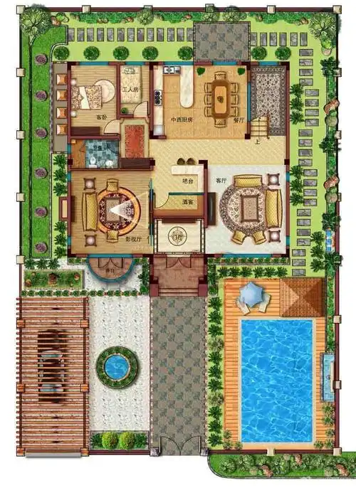 最新110平米别墅私家花园户型图欣赏