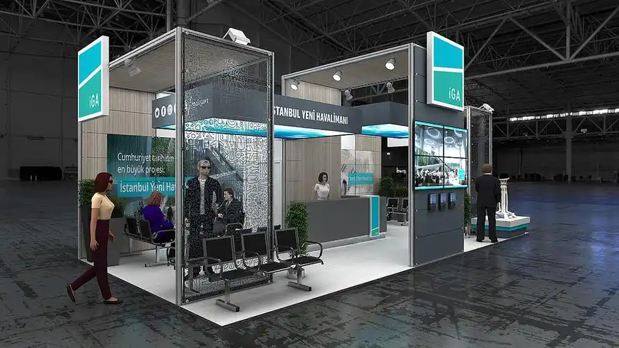 现代时尚简约展位展点展台3d效果图设计