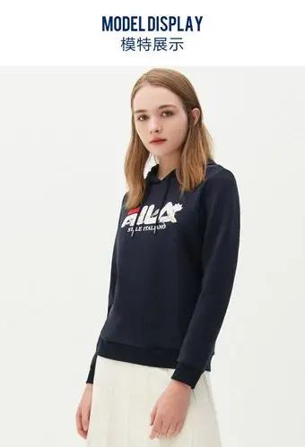 fila斐乐连帽卫衣女子2021春季新款休闲时尚运动套头衫 标准白-wt 175