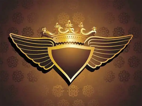 皇冠翅膀花纹背景矢量素材