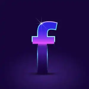 闪亮的金属80s 复古风格字母 f 小写字体在深紫色背景照片