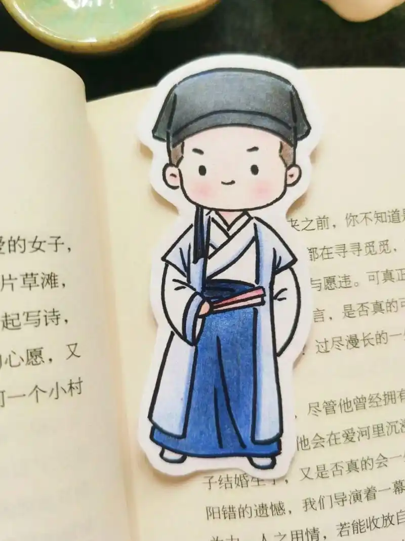 小小书童简笔画教程——过程图92古风书签 今天是个小书童哦 可不