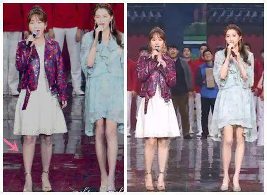 按照她们两人的身高差,关晓彤应该要比杨紫高很多,但她们两人同框