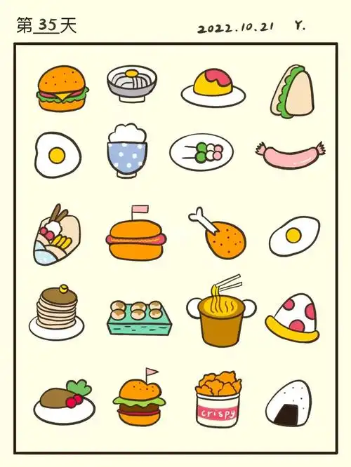 73ipad控笔练习35天美食食物点心简笔画