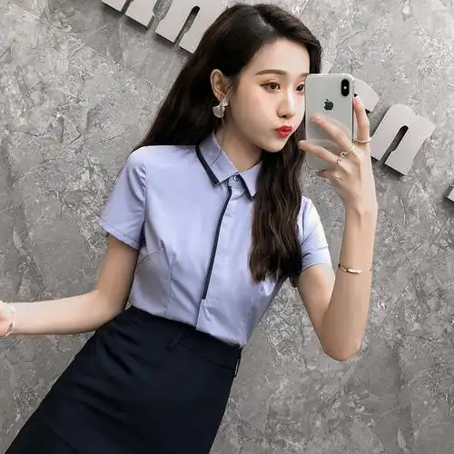 职业装女装套装女夏季修身白领短袖衬衫套裙工装制服面试工作服