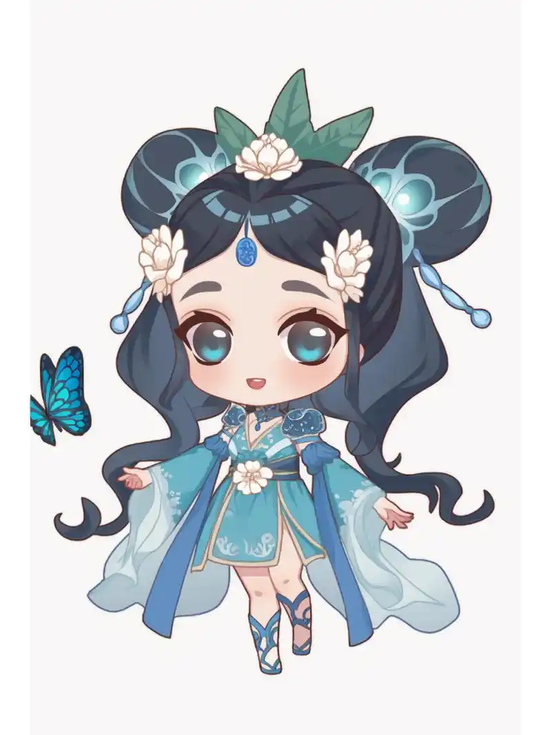 q版二次元古风花仙子(蓝色系)