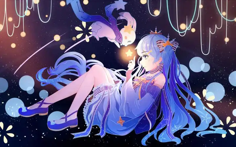 2k动态壁纸初音未来星空多分辨率版本