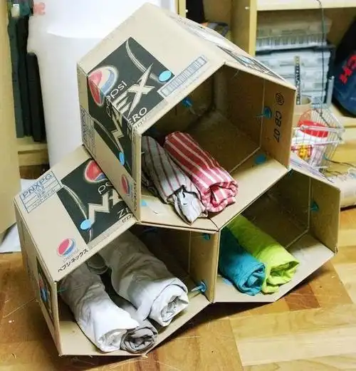 废纸箱diy收纳柜教程,手工制作环保家具