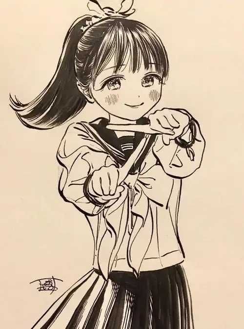 精美的日系美少女手绘线稿这位画师将漫画线条表现地淋漓尽致