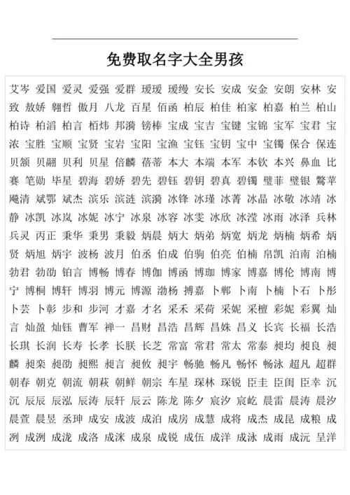 免费取名字大全男孩