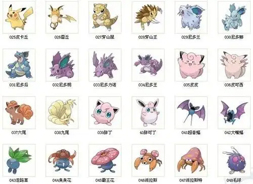 电子游戏皮卡丘传说的图鉴