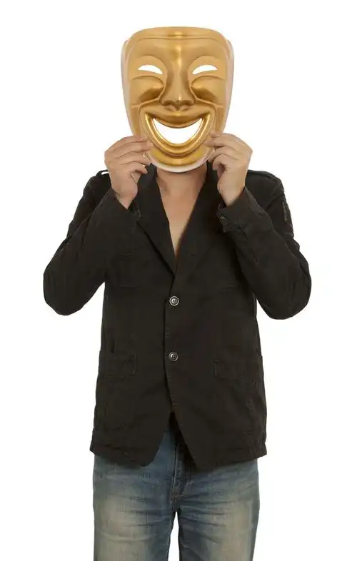 搞笑,一个,男人,拿着,金色,面具,剧院