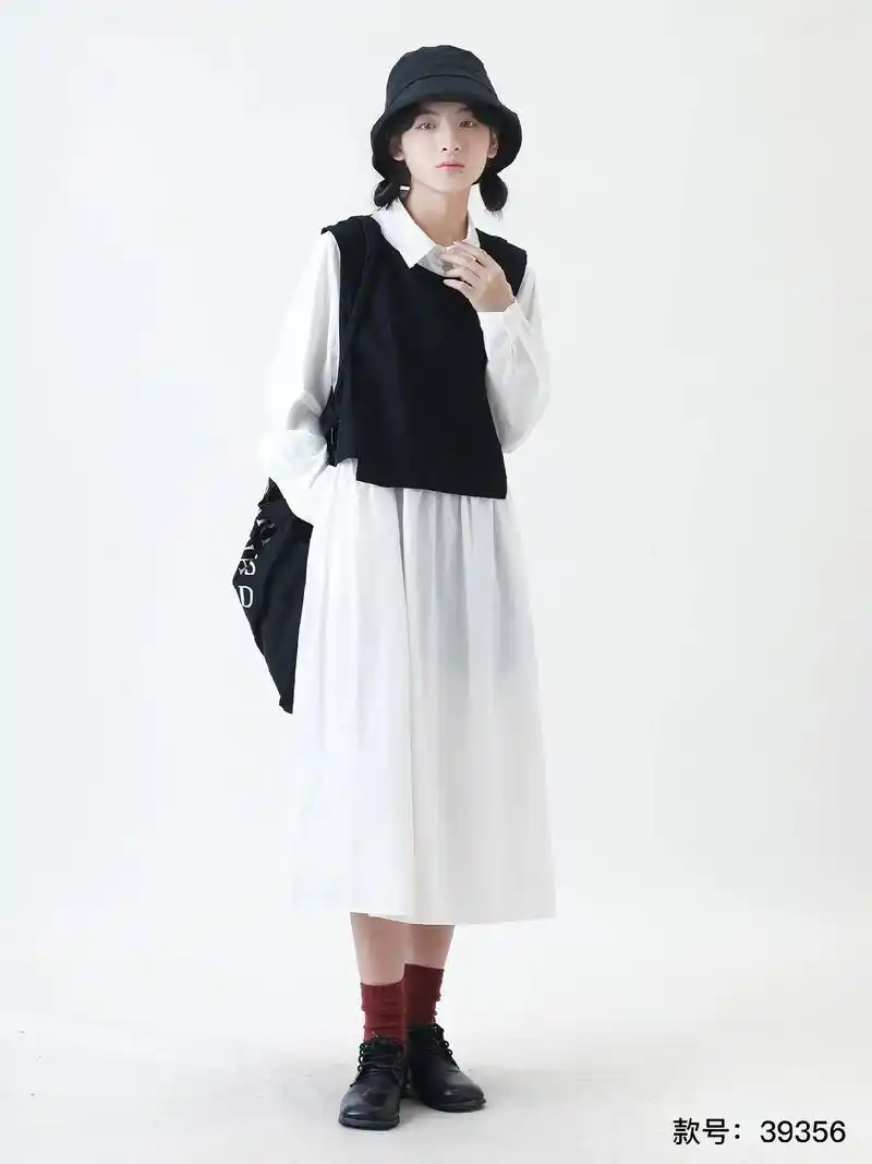 复古浪漫初秋棉麻连衣裙套装