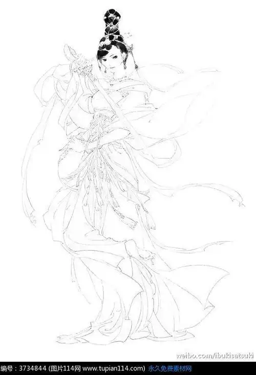 古代美女简笔画正面